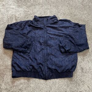 Outbrook Basic Jacket Womens XL Blue Floral Embroidered Full Zip Soft Stretch